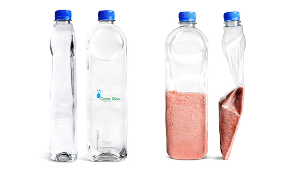 The Agua plastic water bottles are designed to not only deliver H20, but to be used as roof tiles in developing communities.