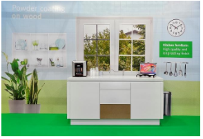 Kitchen cabinet coated with LTC powder coating. (Courtesy of DSM Coating Resins)