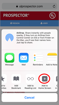 How to add Prospector to your mobile home screen