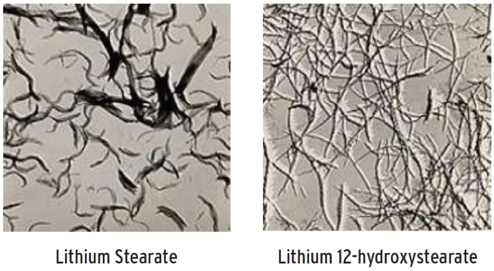 Thickener fiber/micelle structure of two grease compounds. Learn more about grease chemistry in the Prospector Knowledge Center.