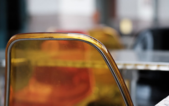 Orange Polycarbonate Chair shows how translucency, toughness and colour may be combined in polycarbonate