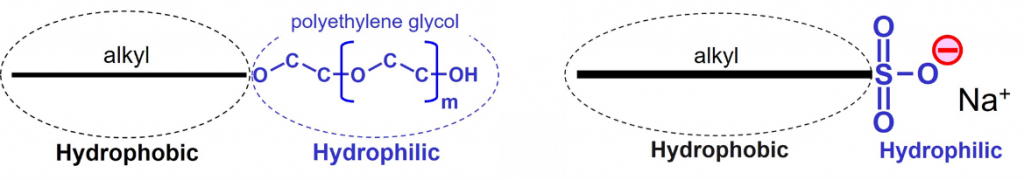 diagram of nonionic and anionic example - Structure and Behavior of Wetting Agents