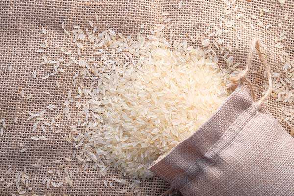 photo of a spilled bag of rice - learn more about rice protein