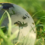 Model earth in the grass