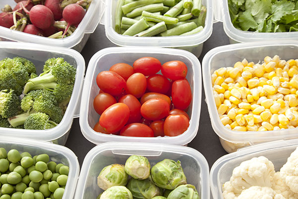 colorful vegetables in separate containers
