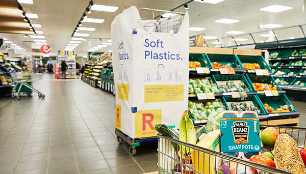 Container with Soft Plastics written on the side