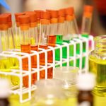 Photo of solvents in test tubes