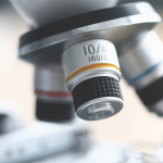 Close-up on microscope