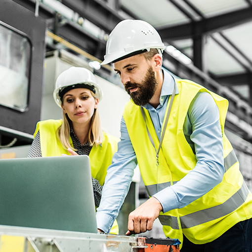 Two workers in hard hats