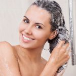 Woman washing her hair