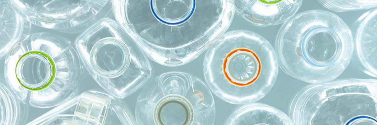 Plastic bottles from above