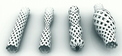 Pipes of different shapes created through 4D printing.