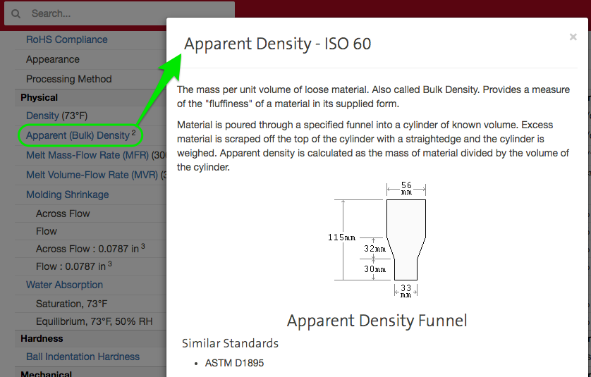 <i>Property Descriptions can be accessed by clicking on properties from datasheets in Prospector.</i>