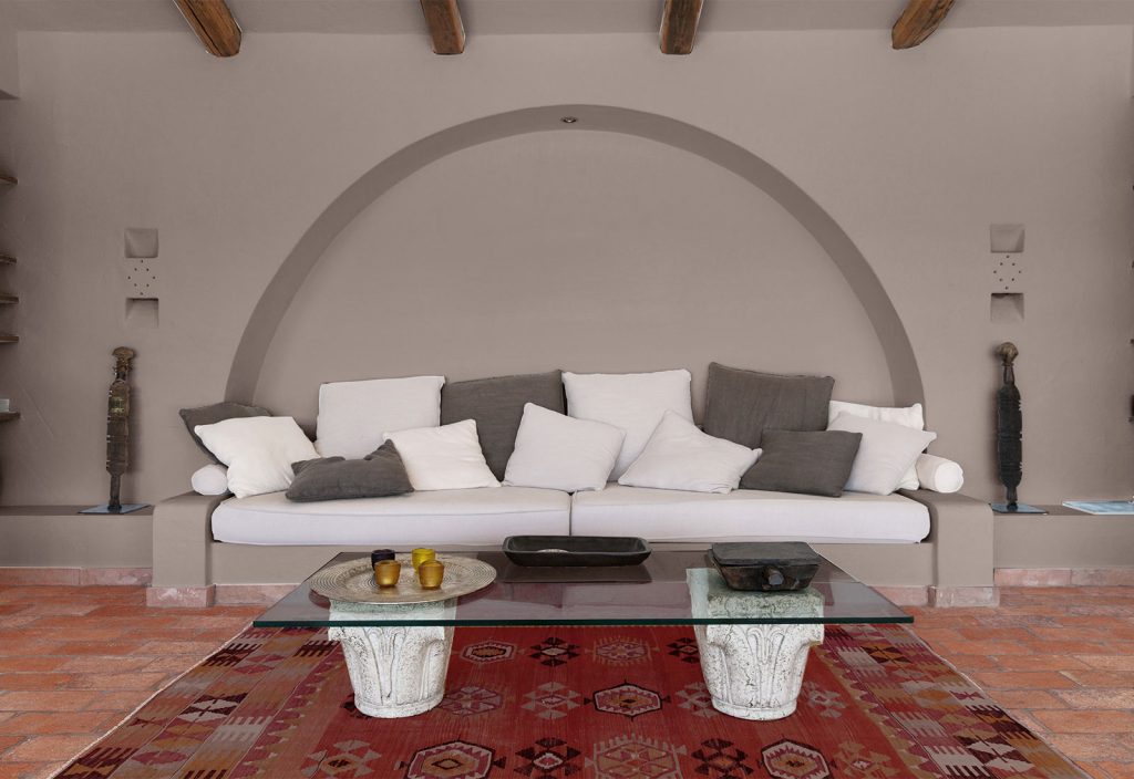 Living space painted with Sherwin Williams Raconteur palette - learn more about 2019 colors of the year in the Prospector Knowledge Center.