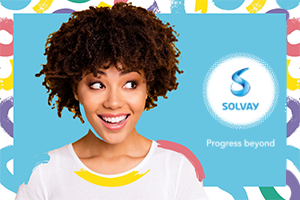Woman with curly hair against colorful background