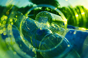 Green plastic bottles