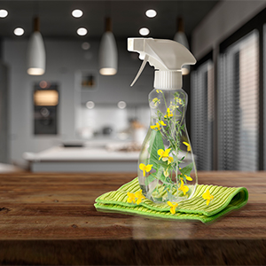 Spray bottle with flowers