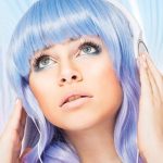 Woman with blue hair