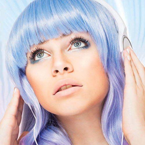 Woman with blue hair