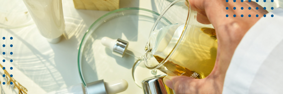 Pouring liquid in a lab