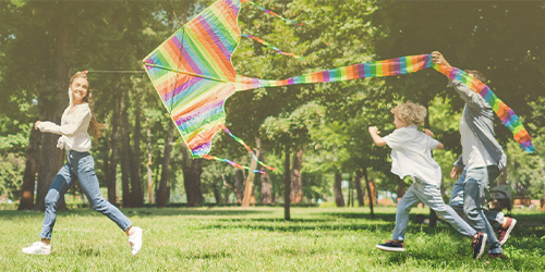 Kids playing with kite