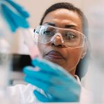 Scientist examining sample
