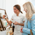 Woman shopping for beauty products at a store