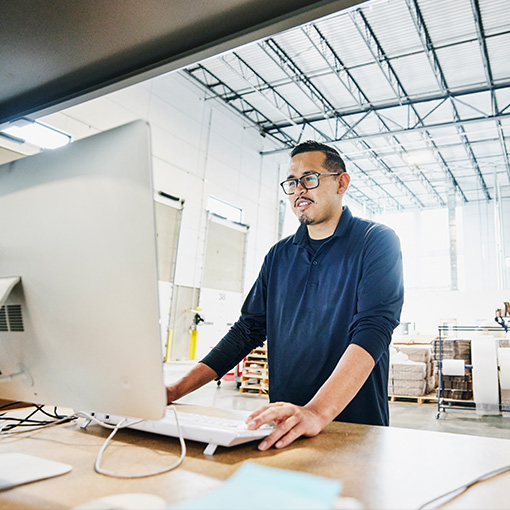 Male worker at a computer