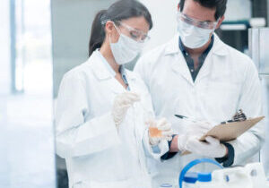 Chemists working at a the lab